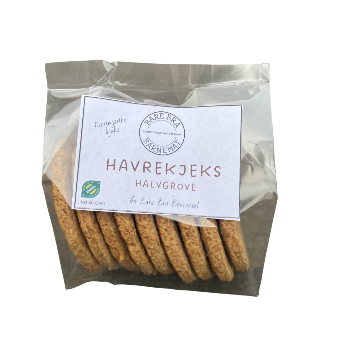 Havrekjeks – halvgrove (5 pakker) fra 15. mars 395 kr