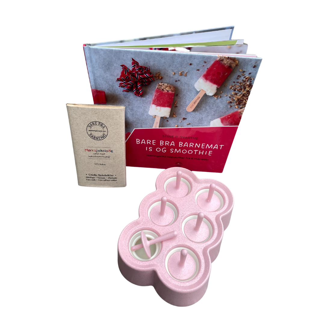 Sommerpakke rosa - is og smoothiebok, rosa isform og mørk sjokolade